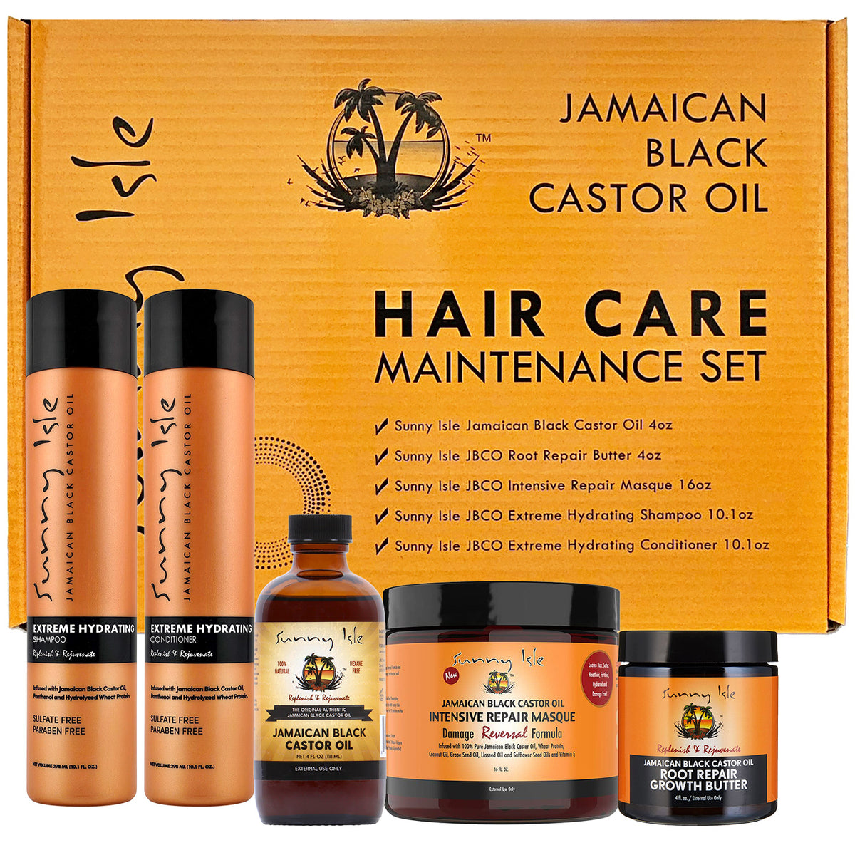 Jamaican Black Castor Oil Hair Care Maintenance Gift Set | Sunny Isle