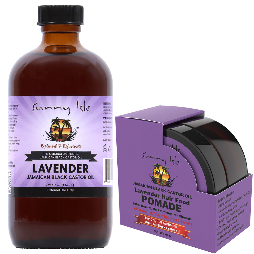 Sunny Isle Lavender Jamaican Black Castor Oil 8oz and Pomade 4oz Bundle