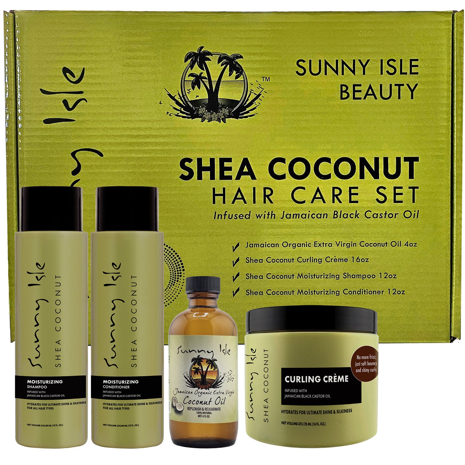 Shea Coconut Hair Care Set 4-Piece Boxed Gift Bundle | Sunny Isle