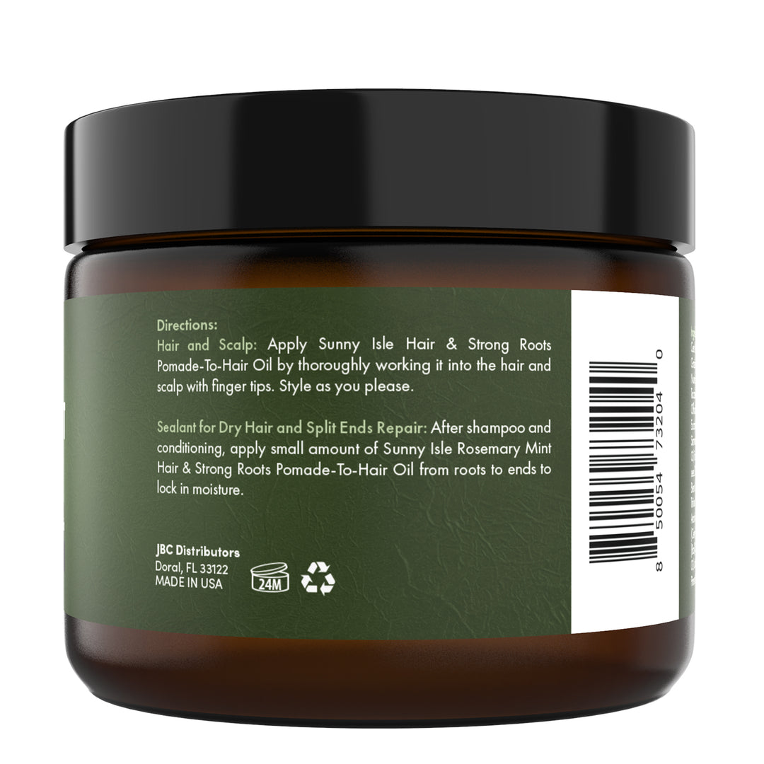 Sunny Isle Rosemary Mint Hair & Strong Roots Pomade-To-Hair Oil 5oz Infused with Biotin and Jamaican Black Castor Oil - directions