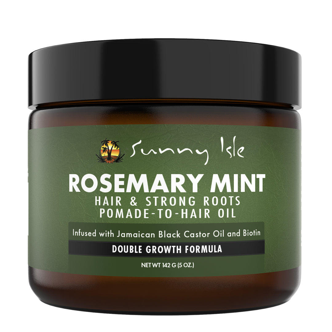 Sunny Isle Rosemary Mint Hair & Strong Roots Pomade-To-Hair Oil 5oz Infused with Biotin and Jamaican Black Castor Oil