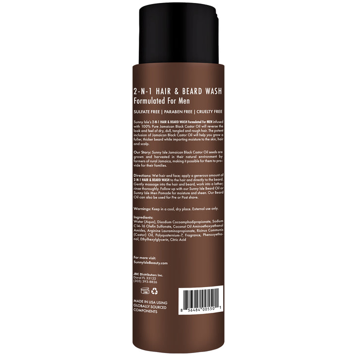 Sunny Isle Jamaican Black Castor Oil Formulated for Men 2-N-1 Hair and Beard Wash 12oz