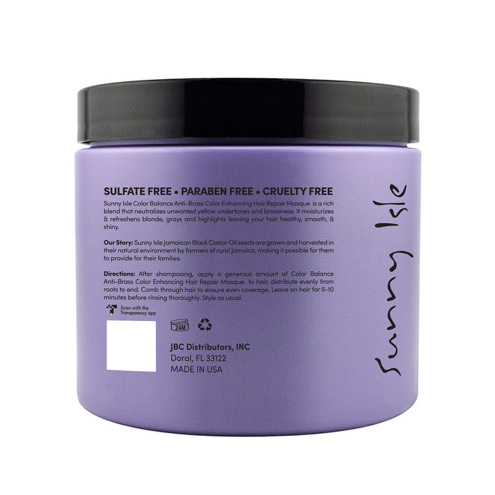 Sunny Isle Color Balance Anti-Brass Purple Hair Repair Masque 16oz - Directions