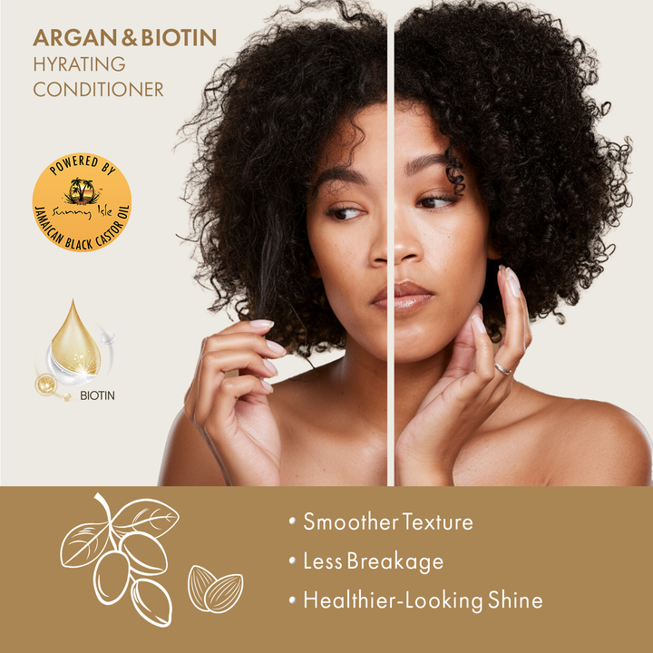 Sunny Isle Argan & Biotin Hydrating Shampoo, Conditioner Heat Protectant Bundle