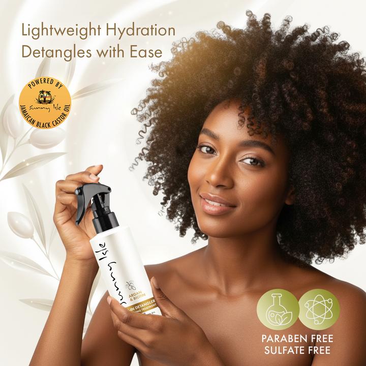 Sunny Isle Argan & Biotin Hydrating Shampoo, Conditioner, Heat Protectant, Leave-In Detangler Bundle