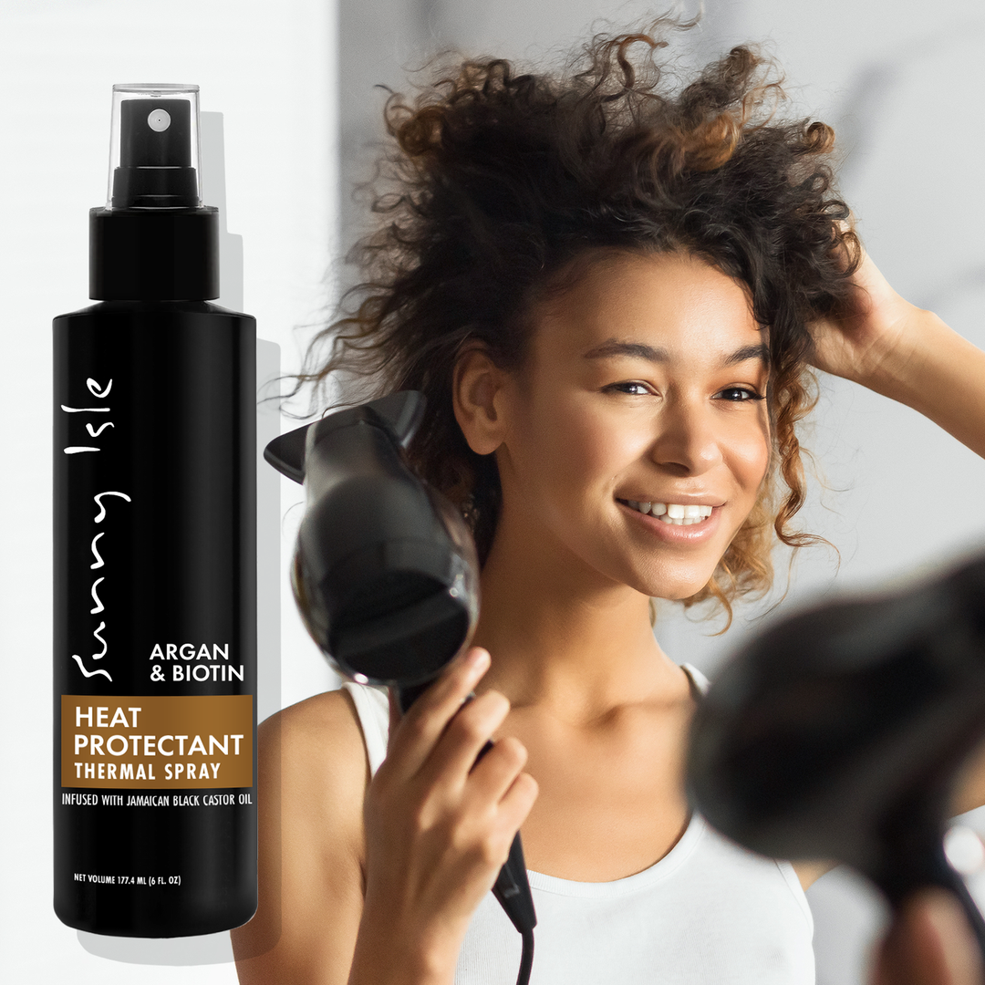 Sunny Isle Argan & Biotin Hydrating Shampoo, Conditioner Heat Protectant Bundle