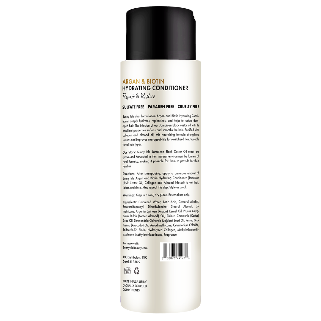 Sunny Isle Argan & Biotin Hydrating Shampoo, Conditioner Heat Protectant Bundle