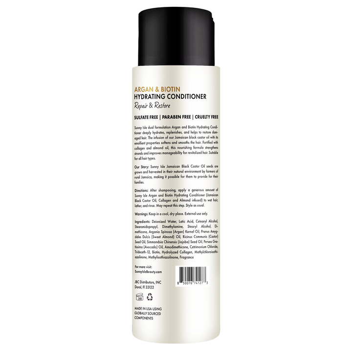 Sunny Isle Argan & Biotin Hydrating Shampoo, Conditioner Heat Protectant Bundle