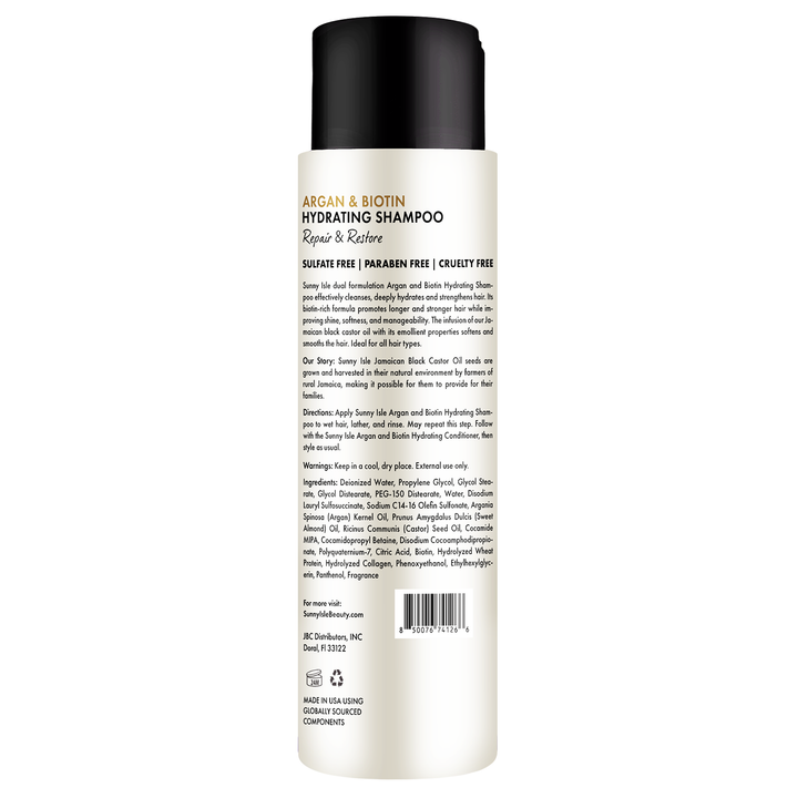 Sunny Isle Argan & Biotin Hydrating Shampoo, Conditioner Heat Protectant Bundle