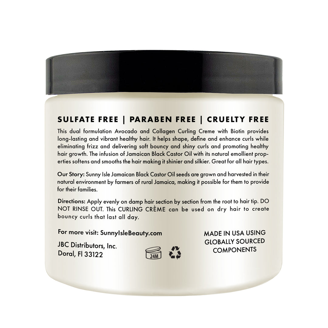 Sunny Isle Avocado and Collagen Curling Crème 16oz with Biotin