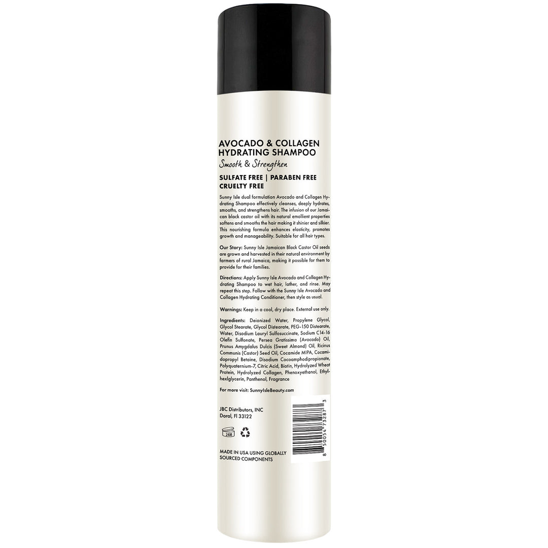 Sunny Isle Avocado & Collagen Hydrating Shampoo 10.1oz with Biotin and Collagen
