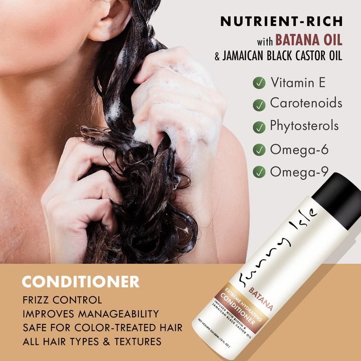 Sunny Isle Batana Anti-Thinning Shampoo, Conditioner & Heat Protectant Bundle
