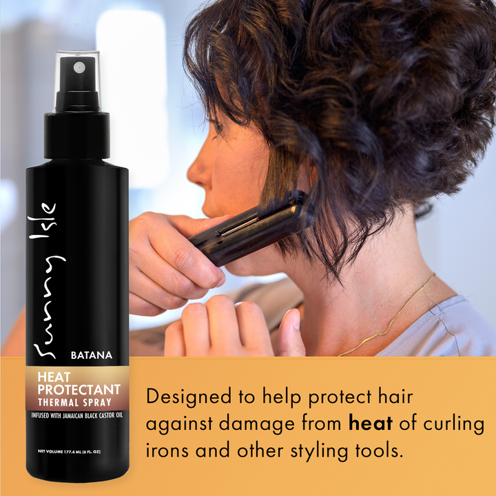Sunny Isle Batana Heat Protectant Thermal Spray 6oz designed to protect hair