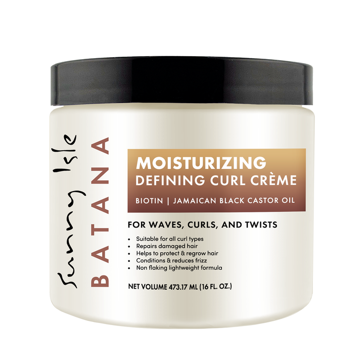 Jar of Sunny Isle Batana Moisturizing Defining Curl Crème on a white background