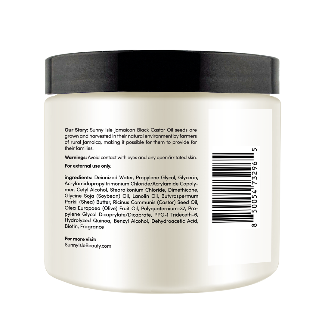Back label of a jar Batana Curl Creme with text and a barcode 