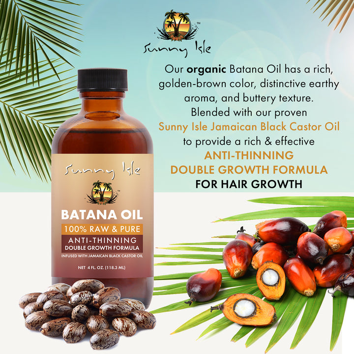 Sunny Isle Anti-Thinning Batana Oil Infused with Jamaican Black Castor Oil 4oz infographic