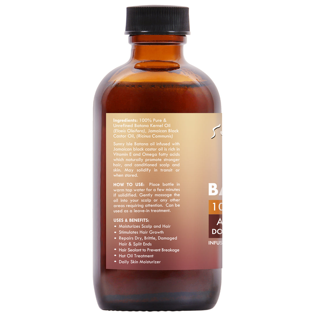 Sunny Isle Anti-Thinning Batana Oil Infused with Jamaican Black Castor Oil 4oz Ingredients and how to use