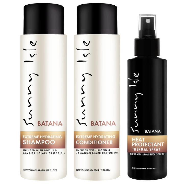 Sunny Isle Batana Anti-Thinning Shampoo, Conditioner & Heat Protectant Bundle