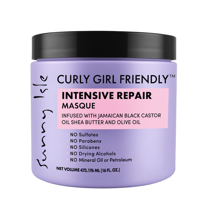 Sunny Isle Curly Girl Friendly Intensive Repair Masque 16oz with Shea Butter, Olive Oil - front