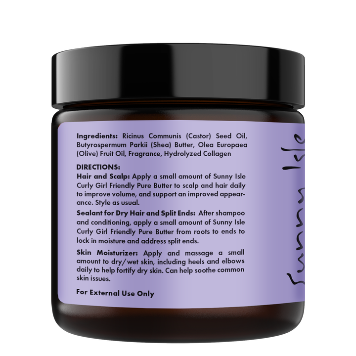 Sunny Isle Curly Girl Friendly Pure Butter 4oz with Collagen, Shea Butter, Olive Oil - how to use