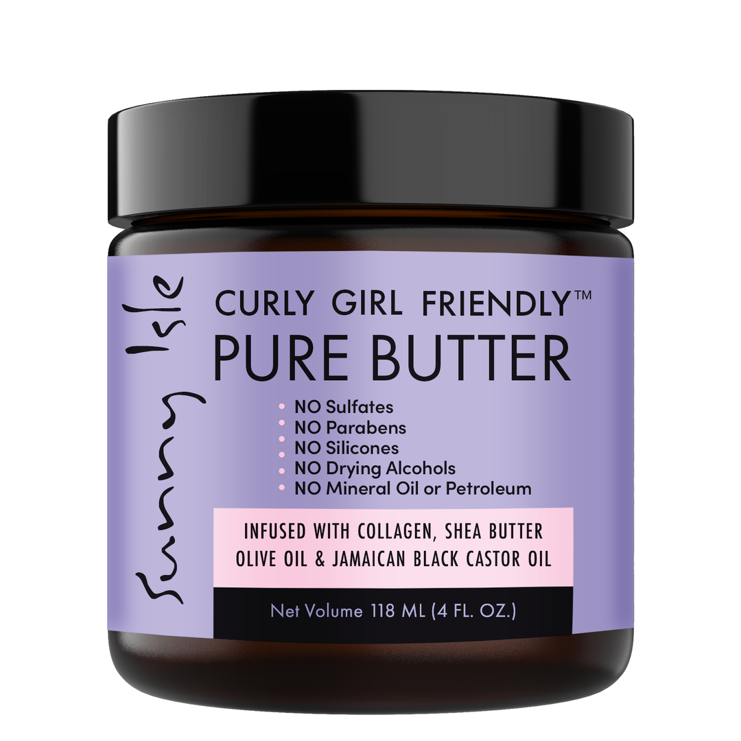 Sunny Isle Curly Girl Friendly Pure Butter 4oz with Collagen, Shea Butter, Olive Oil - front
