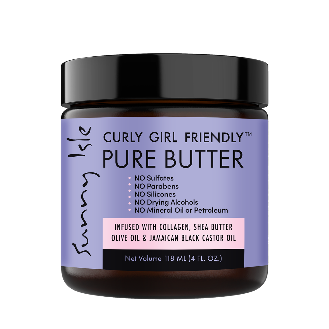 Sunny Isle Curly Girl Friendly Pure Butter 4oz with Collagen, Shea Butter, Olive Oil - front