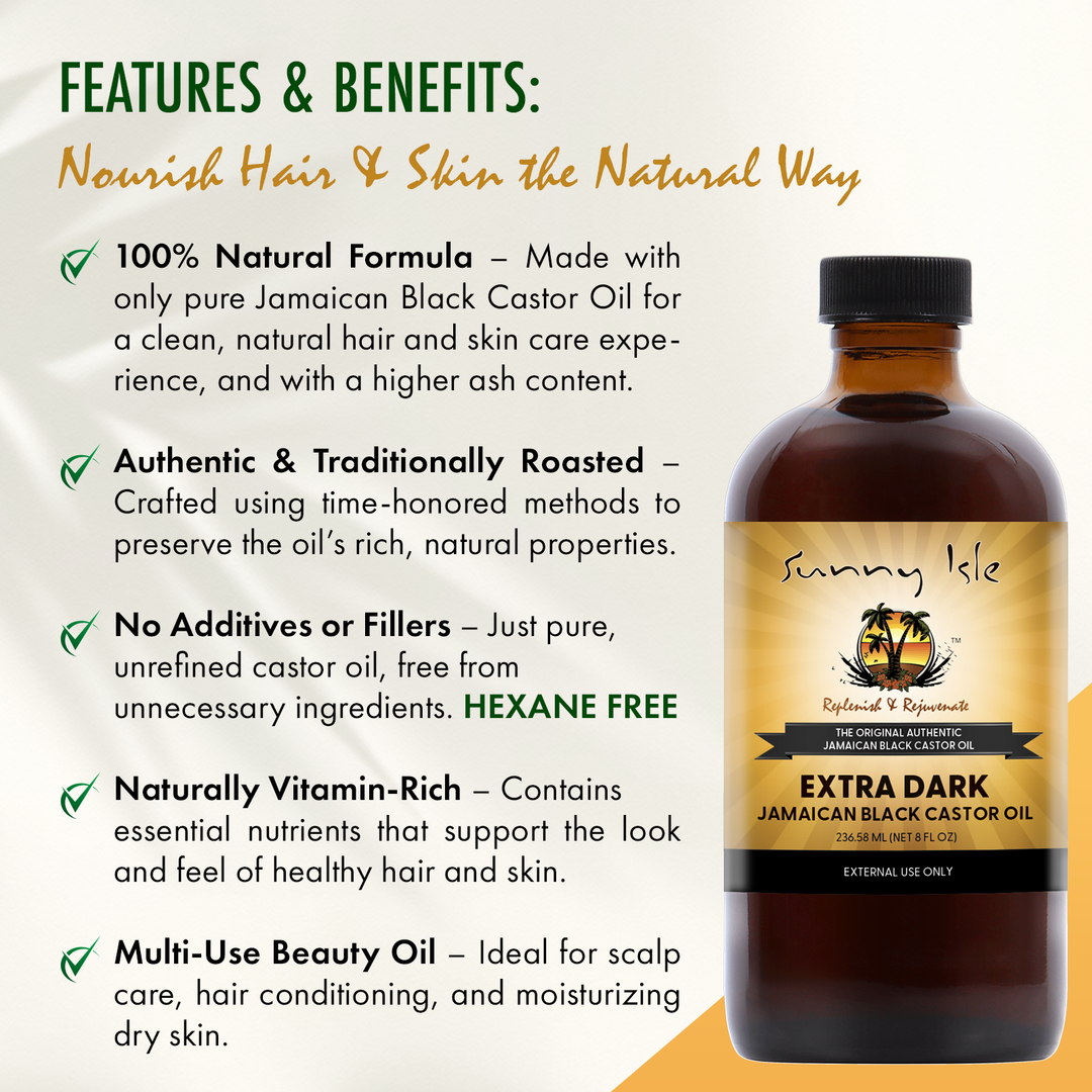 Sunny Isle Extra Dark Jamaican Black Castor Oil 8oz 2-Pack Bundle