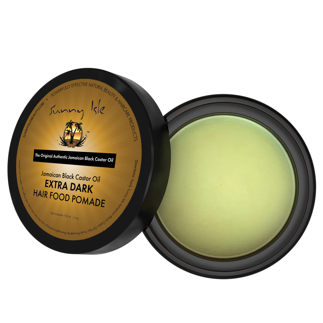 Sunny Isle Extra Dark Jamaican Black Castor Oil Pomade 4oz open jar