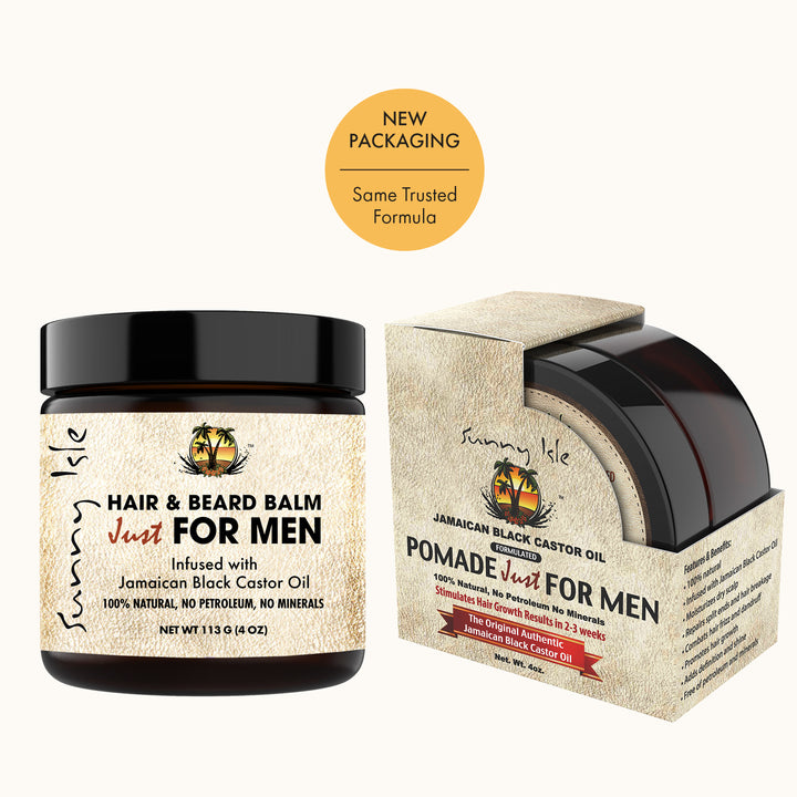 Sunny Isle Jamaican Black Castor Oil Beard Oil & Pomade for Men Bundle