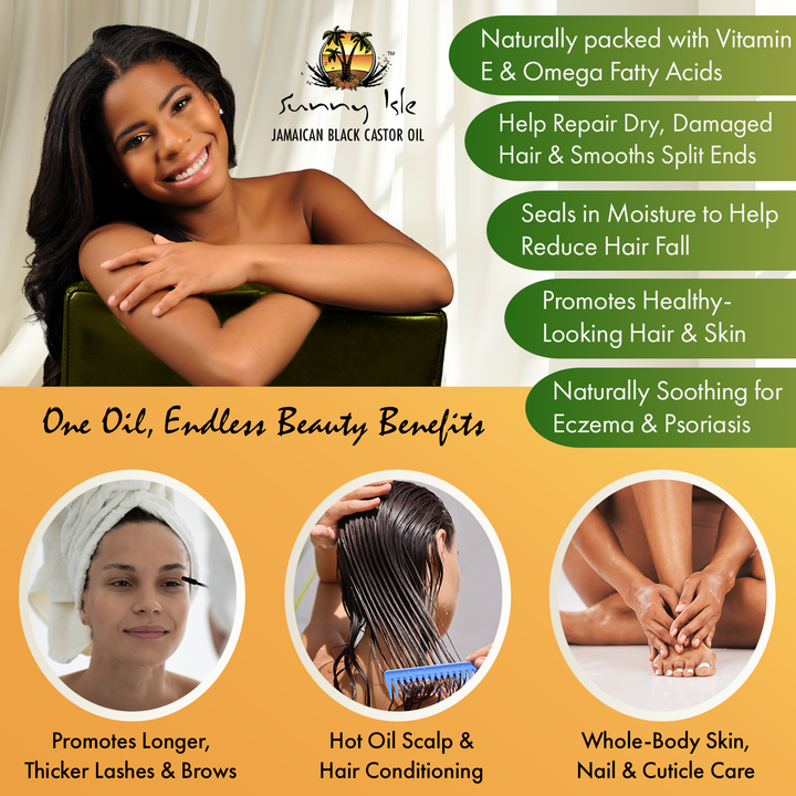 Sunny Isle Jamaican Black Castor Oil Infographic 1 oil endless beauty benefits