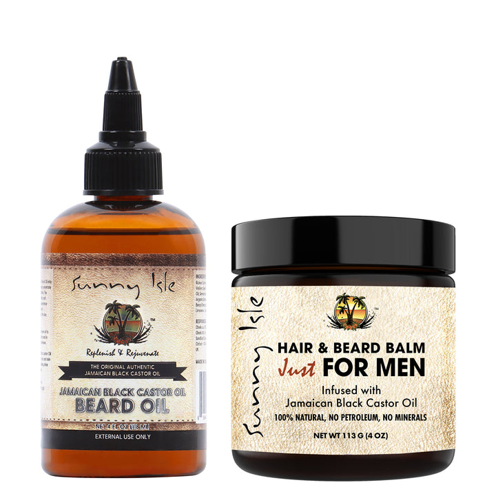 Sunny Isle Jamaican Black Castor Oil Beard Oil & Pomade for Men Bundle