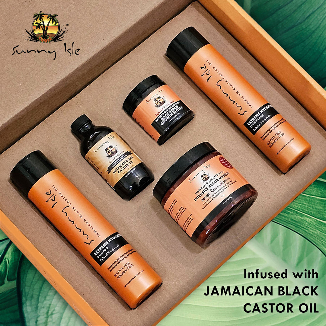 Jamaican Black Castor Oil Hair Care Maintenance Boxed Bundle 5-Piece Set