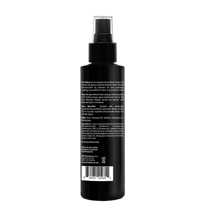 Sunny Isle Jamaican Black Castor Oil Heat Protectant Thermal Spray 6oz - back