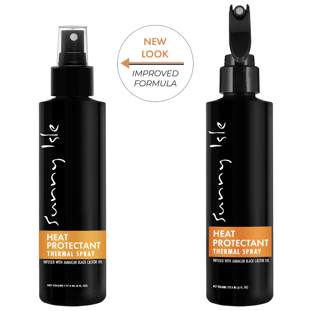 Sunny Isle Jamaican Black Castor Oil Heat Protectant Spray 6oz new improved formula and packaging.