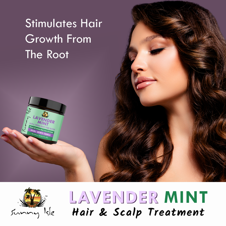 Sunny Isle Lavender Mint Hair and Strong Roots Pure Butter 4oz stimulates hair growth