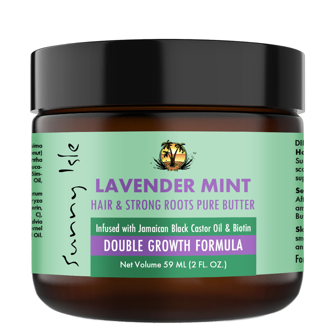 Sunny Isle Lavender Mint Hair and Strong Roots Pure Butter 2oz double growth formula for hair and skin