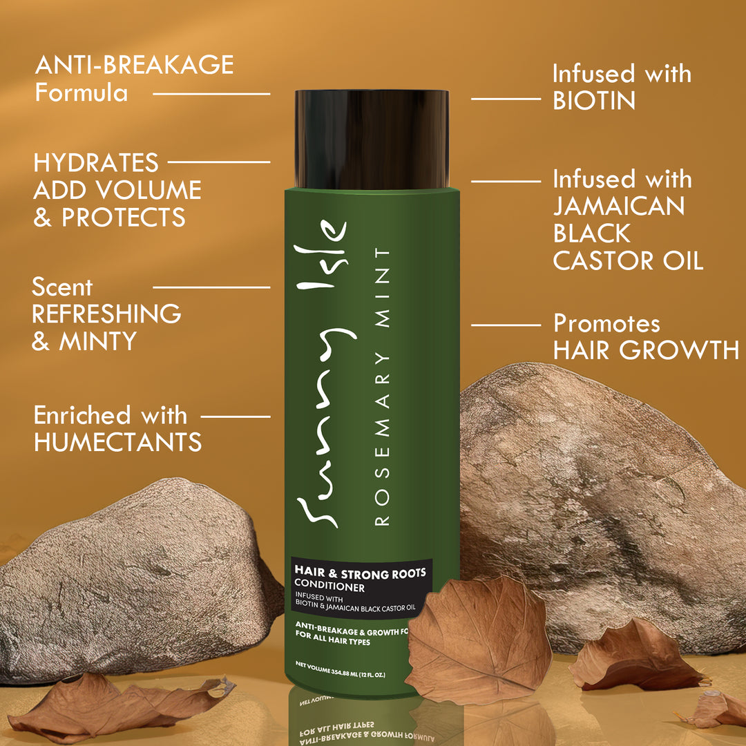 Sunny Isle Rosemary Mint Hair & Strong Roots Anti-Breakage Shampoo & Conditioner 2-Piece Bundle