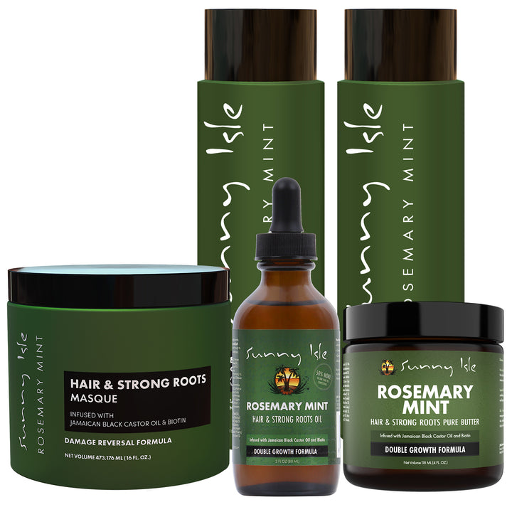 Sunny Isle Rosemary Mint Hair and Strong Roots 5-Piece Boxed Bundled Gift Set