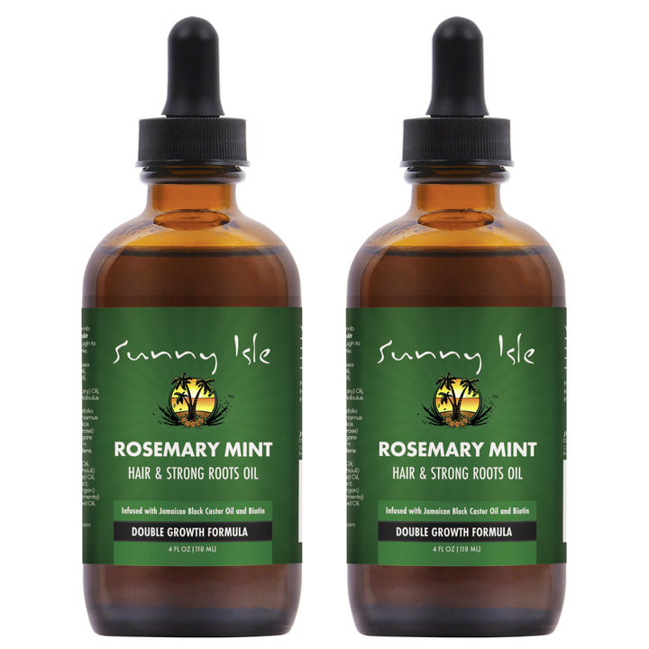 Sunny Isle Rosemary Mint Hair and Strong Roots Oil 4oz 2-Pack Bundle