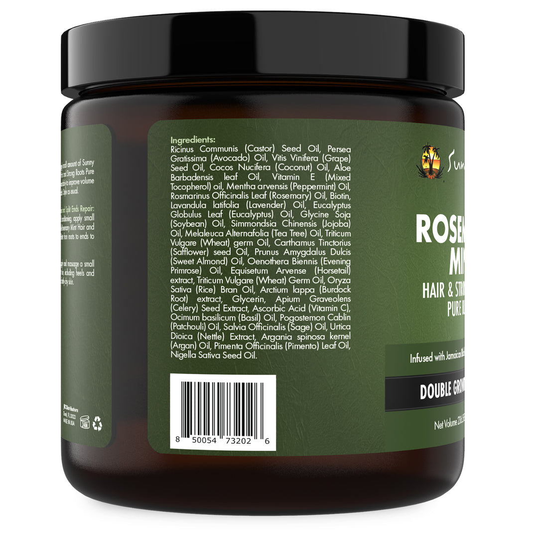 Sunny Isle Rosemary Mint Hair and Strong Roots Butter 8oz infused with Biotin and Jamaican Black Castor Oil - ingredients