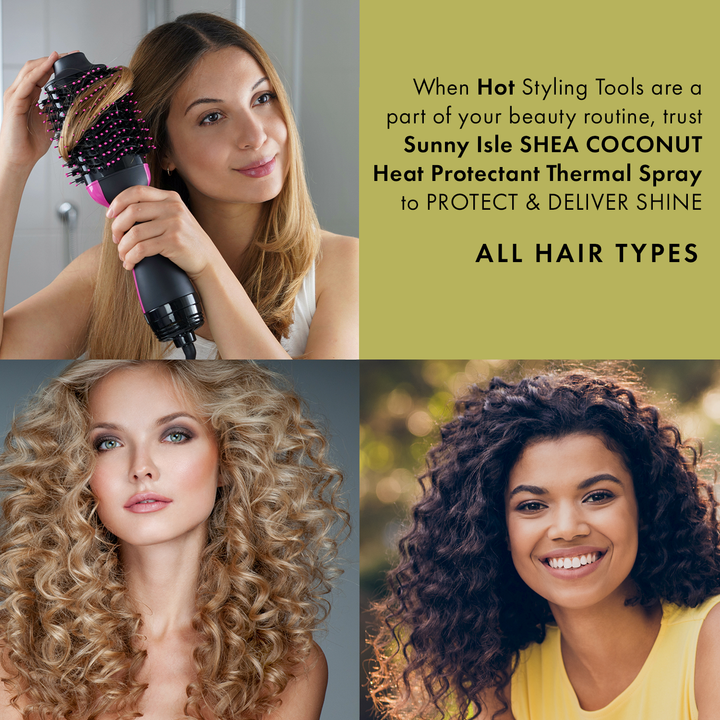 Sunny Isle Shea Coconut Moisturizing Shampoo, Conditioner & Heat Protectant 3-Piece Bundle